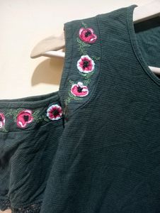 Chumbak Green Embroidery Top