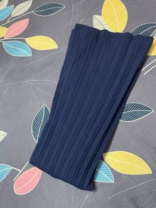 Navy Blue Pleated Skirt for Women