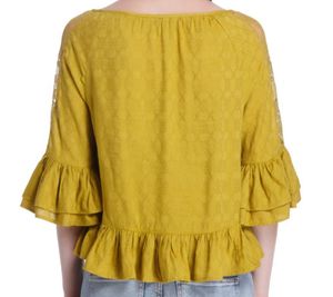 Only - Mustard Yellow Lace Detail Peplum Top