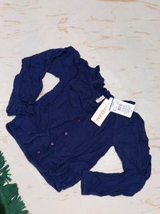 9-10 year Girl's Blue Button-Down Top