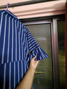 Navy Blue Striped Midi Dress/kurti