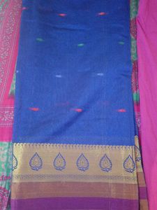 Beautiful Blue Saree with Golden Border