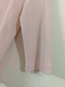 Ribbed Pink Square Neck Top