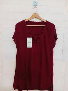 Maroon Crochet Detail Top