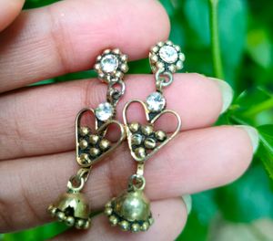 Oxidised Gold Plated Hanging Earrings