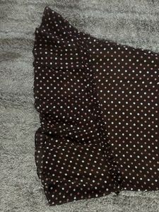 brown Polka Dot Ruffle Skirt