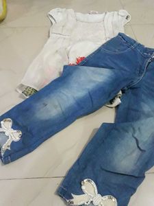 Cute Floral Top &amp; Jeans Set
