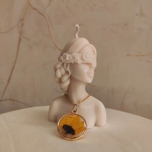 Real Sunflower Floral Necklace Pendant