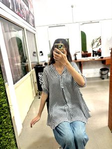 Chic Checkered Tunic Top