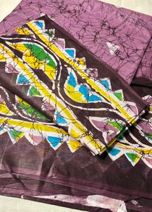 Fancy cotton blend Batik Print Saree