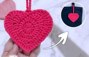 Heart Square Crochet Pouch