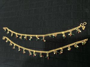 Gold Plated Anklets with Beads