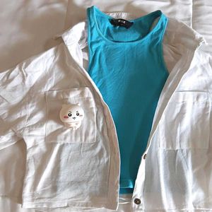 Cute Tank Top and White Shirt Set
