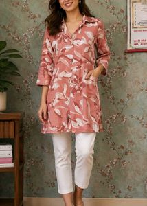 Floral Print Button-Up Kurta