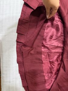 Maroon Pleated Mini Skirt