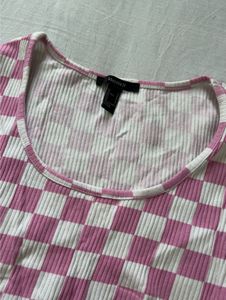 Pink &amp; White Checkered Long Sleeve Top