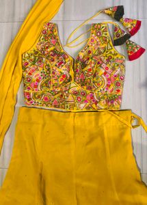 Yellow Embroidered Lehenga Choli Set
