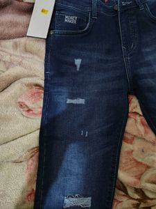 Stylish Blue Distressed Denim Jeans