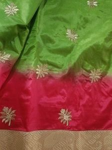 Vibrant Embroidered Silk Saree