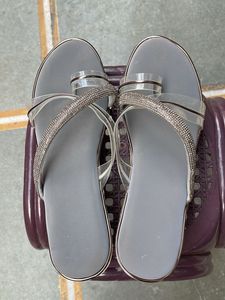 Sparkly Grey Flip Flops