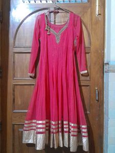 Stunning Pink Frock Choli with Embroidery