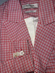 Red checkered long coat