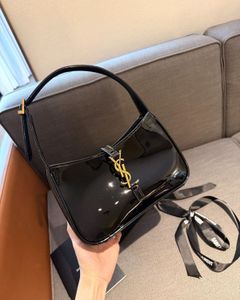 Saint Laurent Black Patent Leather Hobo Bag