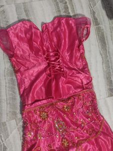 Pink Colour Lehanga Set Work On Net 🤍🤍🤍With Zip