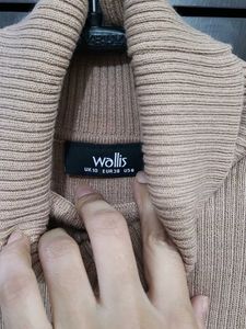 Exported Elegant Beige Knit Winter Dress