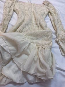 Milkmaid Lace Mini Dress with Long Sleeves