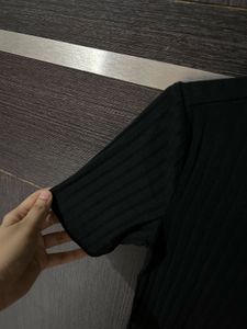 Max Black Ribbed Bodycon Midi Dress | Size XS