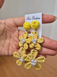 Handcrafted Yellow Floral earrings