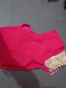 Pink Sare With  Stitched Blouse