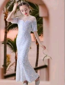 Elegant White Sequin Mermaid Gown