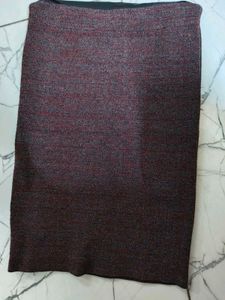 Winter Woolen Maroon Textured Pencil Skirt
