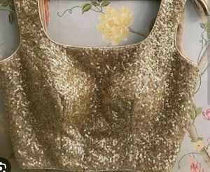 Sequence  Both Side Work Golden Blouse Piece
