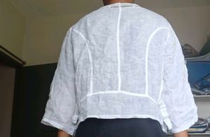 Sheer White Blouse with Polka Dots
