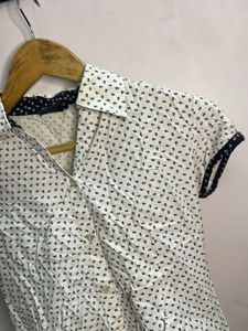 Chic White Printed Button-Up Top