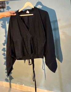 Chic Black Wrap Top