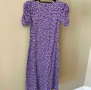 Purple Floral Midi Dress