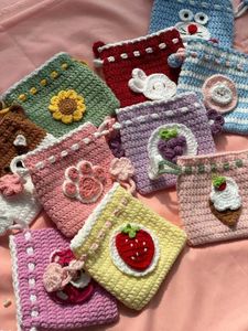 Cute Pink Crocheted Flower Pouch