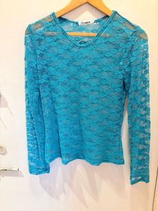 Beautiful Blue Lace Long Sleeve Top