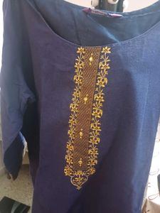 Navy Blue Embroidered Kurta