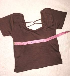 Brown Ribbed Back less Crop Top🤎