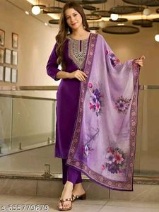 Elegant Purple Embroidered Kurta Set