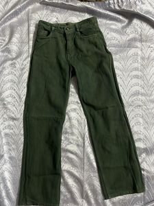 Dark Green Straight Leg Jeans