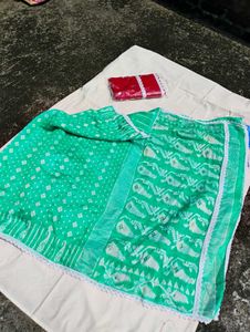 Beautiful Green Saree JAMDANI