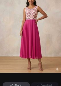 Chic Pink Midi Dress with Floral Bodice