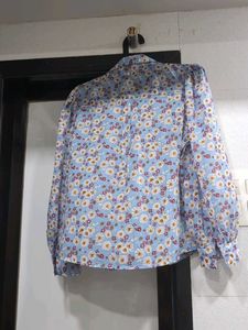 Blue Floral Print Button-Down Shirt