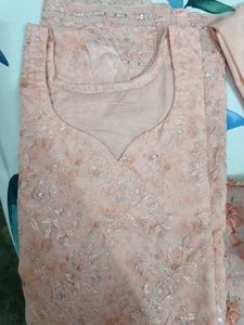 Peach Floral Embroidered suit